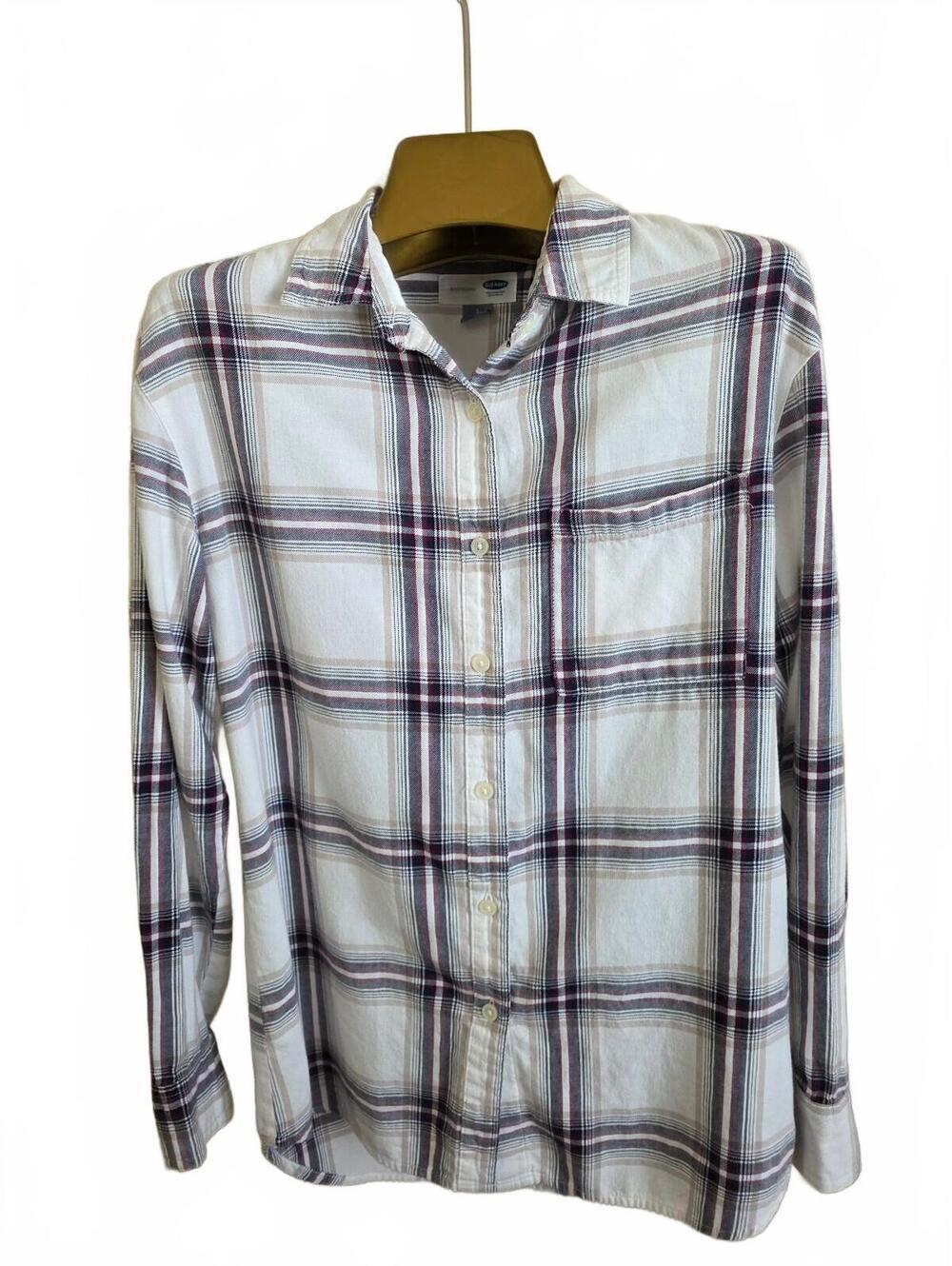 Old Navy Boyfriend Plaid Button-Up Shirt Size Small